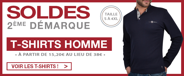 Voir les tee shirts hommes en soldes